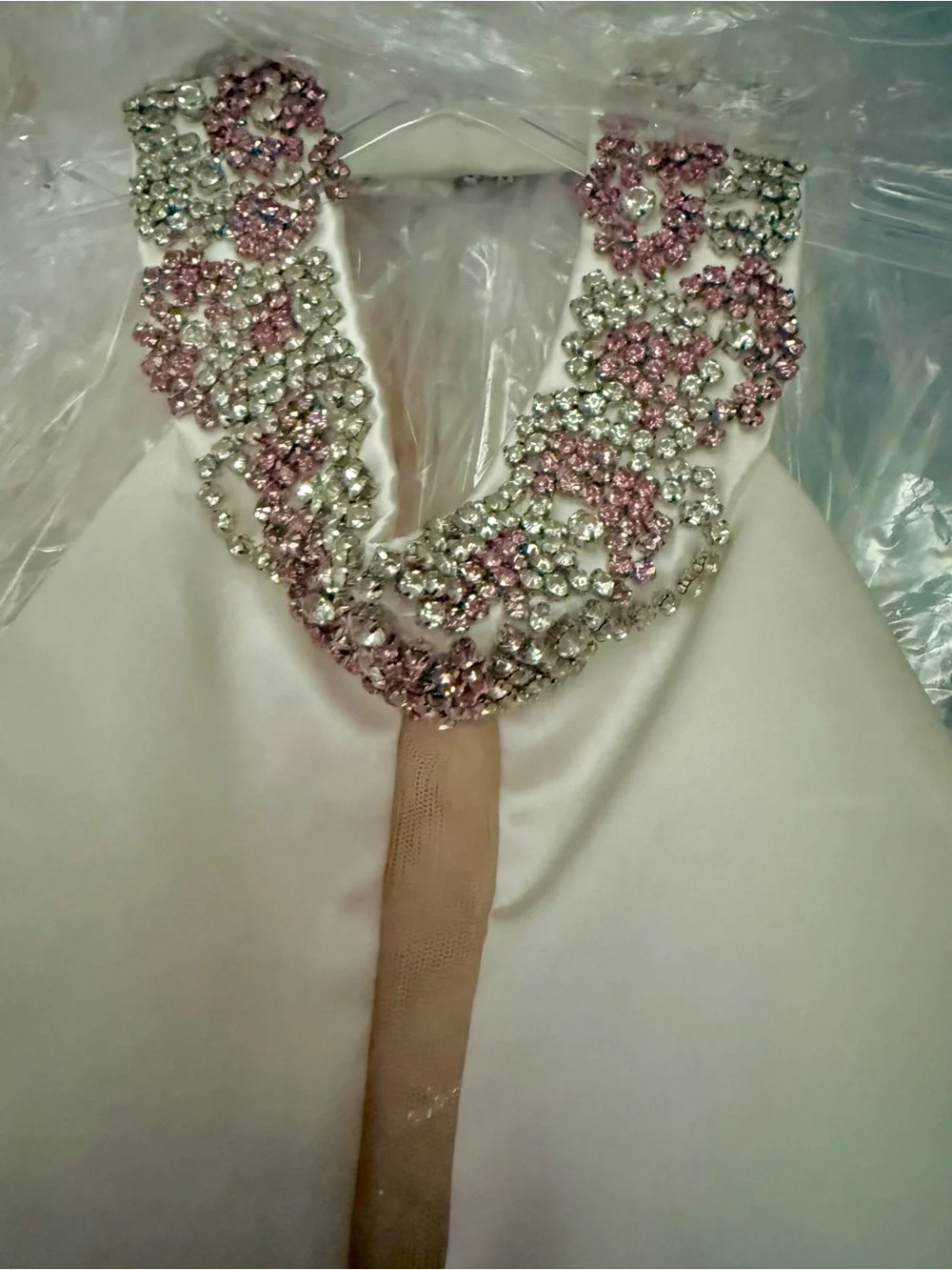 Sherri Hill White jeweled halter ball gown with illusion panel - Picture 8 of 12